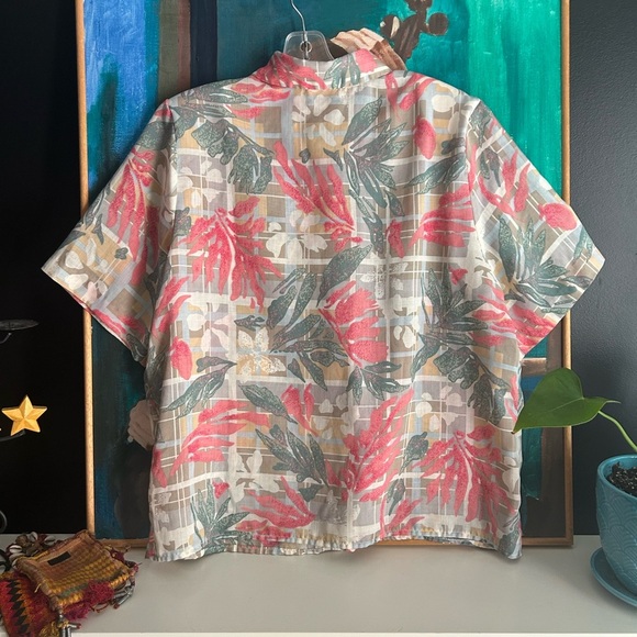 D’Allairds Tropical Print Short Sleeve Blouse L - Picture 11 of 16